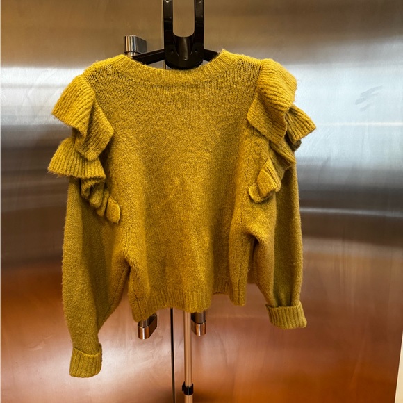 Lost + Wander Mustard Ruffle Sweater - Picture 4 of 7